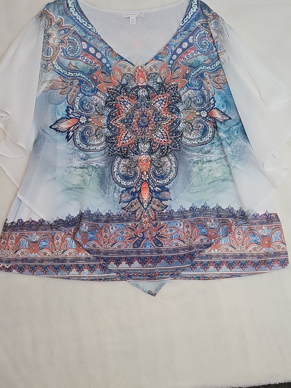 Westport 1962 Pancho with under‎ Teeshirt Rhinestone Embellishments 3X EUC